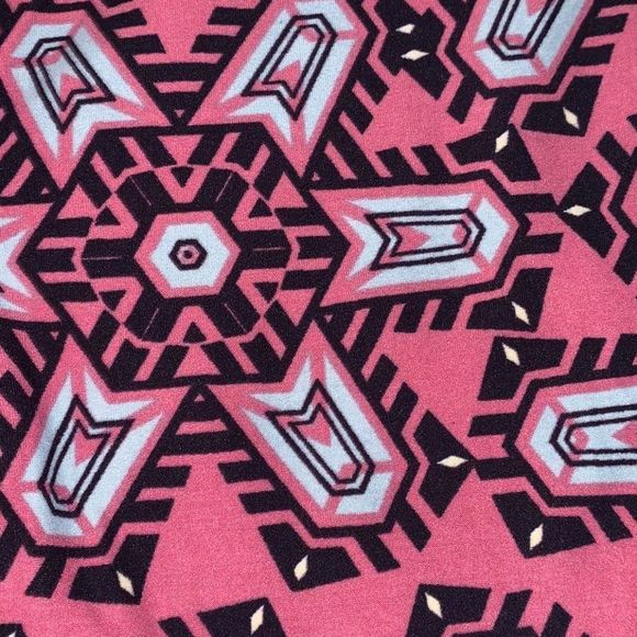 LuLaRoe Leggings OS Pink Black  Geometric Floral  Super Soft - Picture 3 of 3